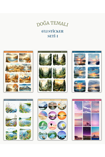 Set of 6 Nature Themed Stickers – 12X17 cm | For Bullet Journal, Scrapbook, Agenda and Planner
