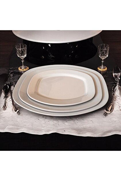 Not Porcelain Square Set of 3 Boat Plate Salad Presentation Appetizer Plate Set
