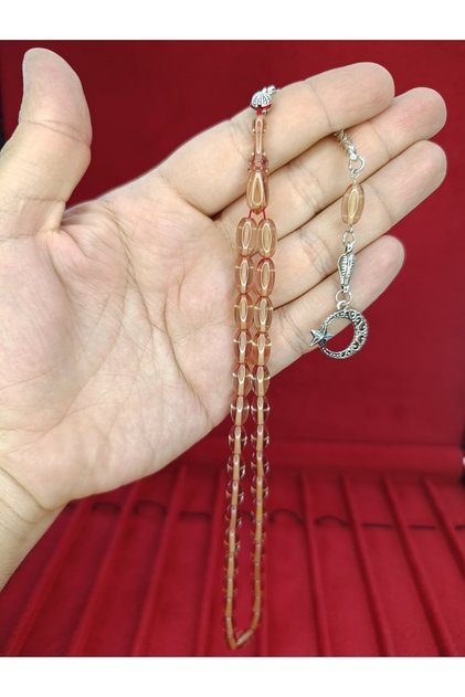Fire Amber Rosary Bezi Cut Transparent Color T-869