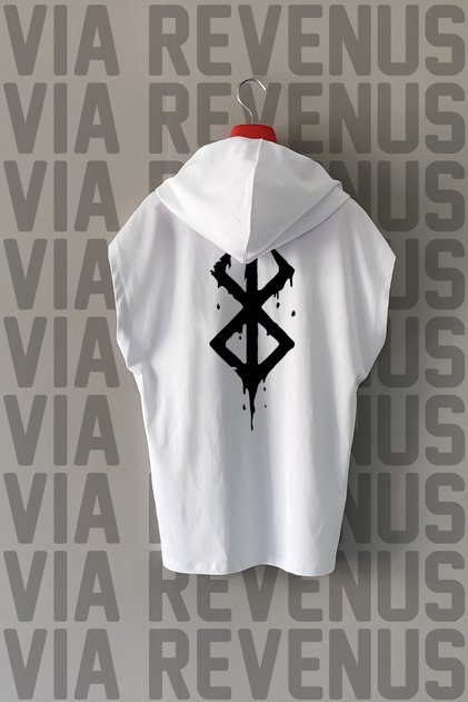 Berserk Front and Back Printed Zero Sleeve Hooded 100% Cotton Sports Tshirt