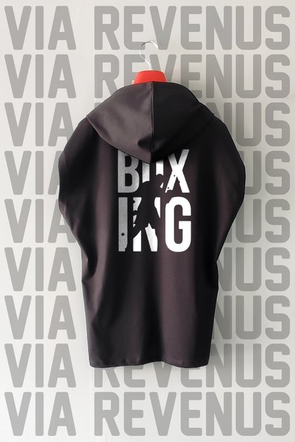 Boxing Front and Back Printed Zero Sleeve Hooded 100% Cotton Sports Tshirt