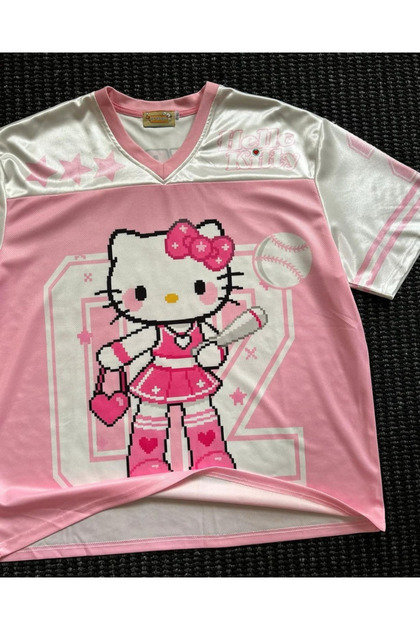 Tricou din jerseu unisex Kitty Detail