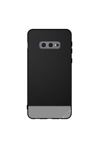 Protective Case Cover For Samsung Galaxy S10e Black & Grey Strips Pattern