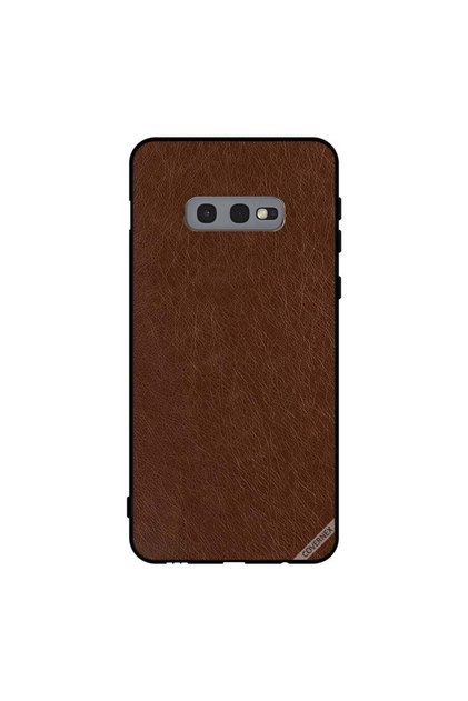 Protective Case Cover For Samsung Galaxy S10e Dark Brown Leather Pattern