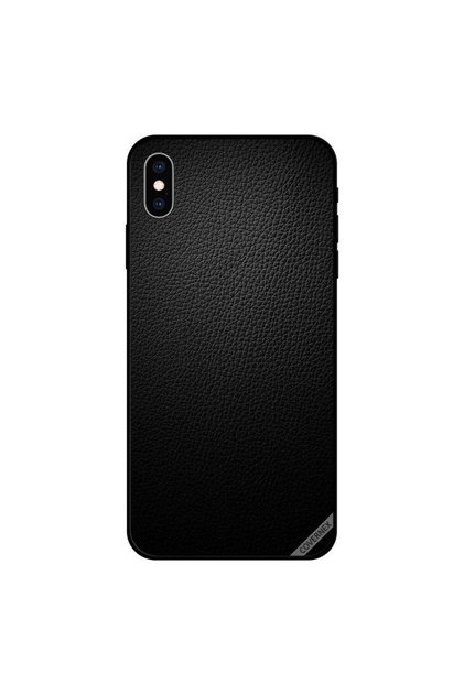 غطاء حماية لجهاز iPhone XS MAX بنمط جلدي أسود داكن