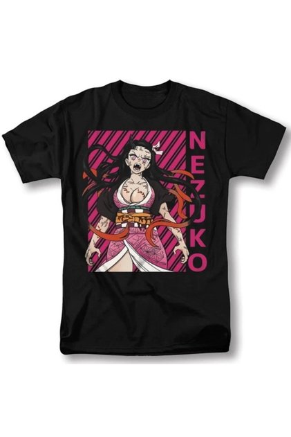 Anime Patterned Unisex Men's T-Shirt Nezuko Tanjiro Inosuke Giyu Demon Slayer