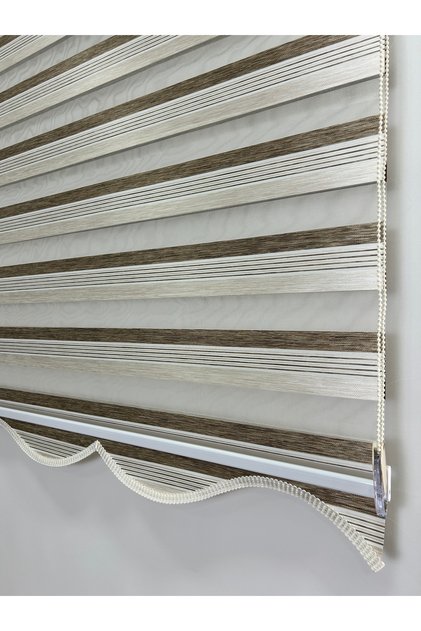 Dilimli İki Renk-Kahve-Krem Ev-Ofis Perdesi Aluminyum Sistem