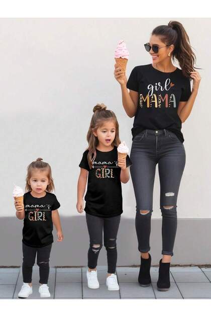 SVART WEAR Anne Kız Kombin Tişört Takımı T-Shirt Twin Kız Çocuk