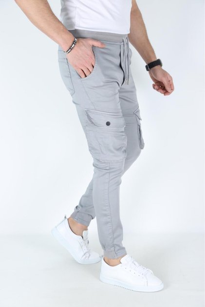 Men's Cargo Pocket Leg Elastic Waist Lycra Cargo Pocket Pants