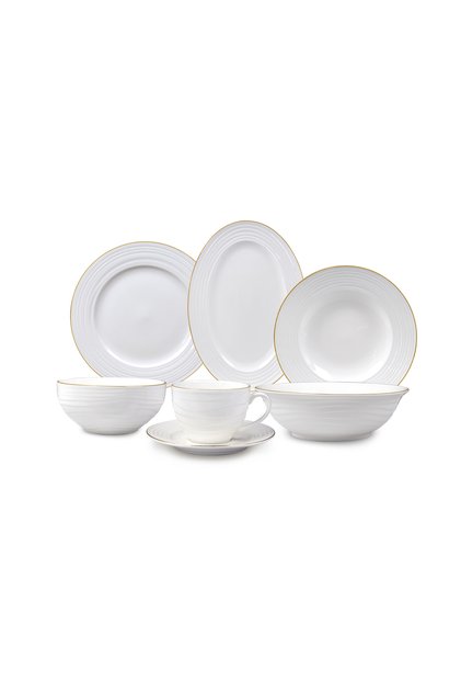 32PCS EMBOSS DINNER SET CORAL