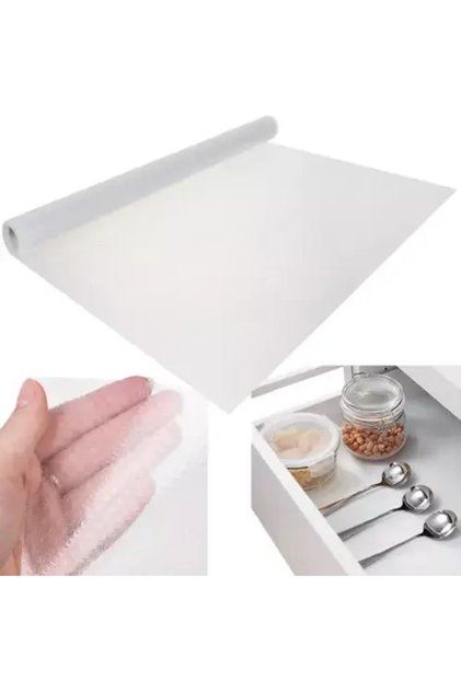 Covoras antiderapant, folie pentru protectie sertar, antialunecare, impermeabil, 300 x 50 cm, alb