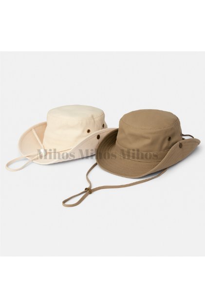 2-Piece Safari Fedora Hat Beige-Dark Beige – Adjustable, Breathable Fabric, Unisex Summer Hat |