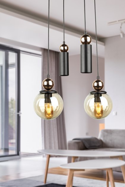 Veloce Ledli 4.Lü Avize Gold, Modern LED Avize, Çağdaş Tavan Aydınlatması, Şık Salon Avizesi, Dekoratif Oturma Odası Aydınlatması, Ev Dekorasyonu