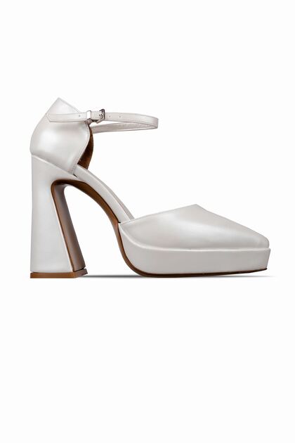 Naty Women's Ankle Strap Thick Platform Heeled Evening Dress Shoes 4069