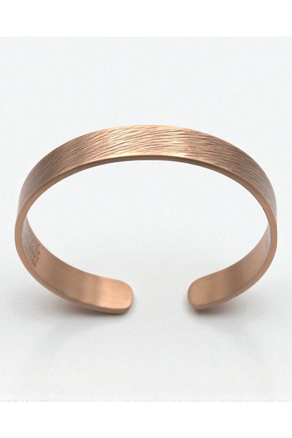 Adjustable Men's and Women's Copper Bracelet with Line Pattern on the Outside and Prayer Motif on the Inside – Energy and Healing Jewelry