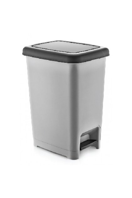 Cos de gunoi cu pedala dreptunghiular ICIKALA SLIM 15lt,31x22xh39cm gri negru