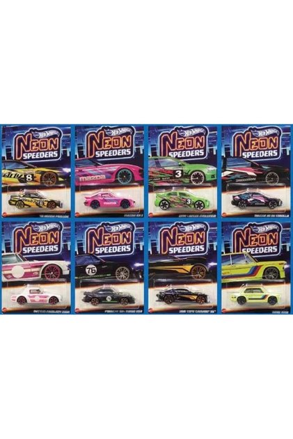 8-Piece Car Set - Neon Speeders Hlh72