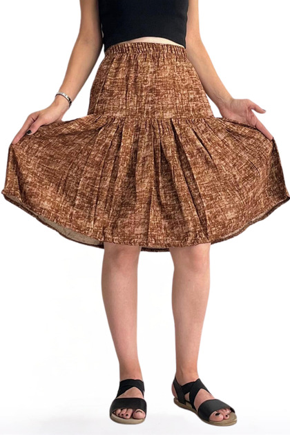 Viscose Fabric Bohemian Style Midi Length Women's Short Skirt