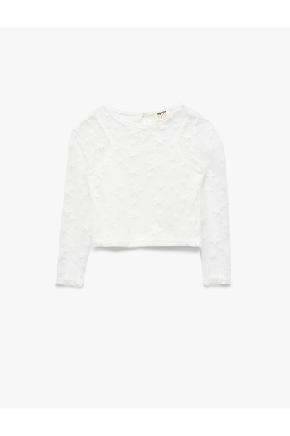 Star Pattern Long Sleeve Crew Neck Blouse