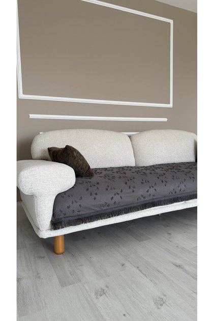 Bohemian Tasseled Patterned Seat Cover Covering the Seat Gray 90 X 200