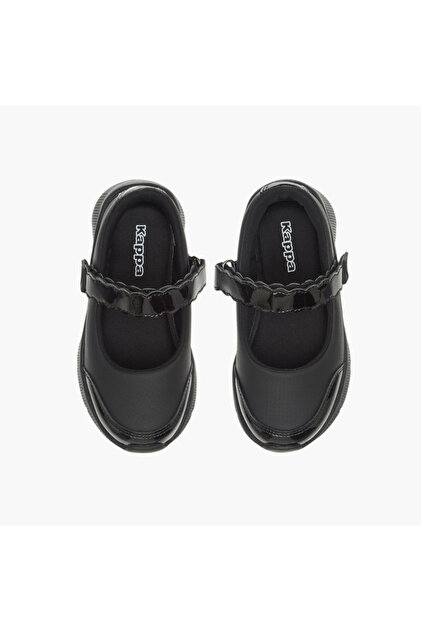 Girls' Panelled Mary Jane School Shoes with Hook and Loop Closure