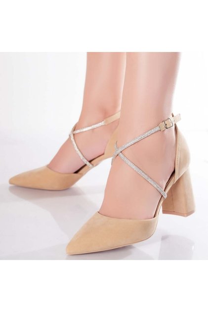 Pantofi de damă bej din piele întoarsă Velea, 38