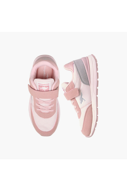 Girls' Logo Embossed Sports Shoes with Hook and Loop Closure