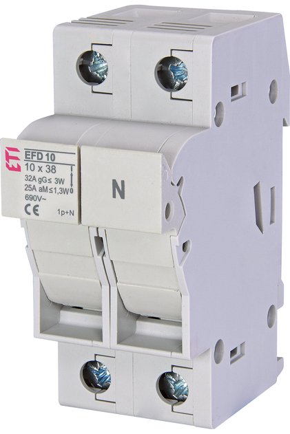 Разединител с предпазител, 10x38 мм, променлив ток, 1P+N, 32A, без LED, EFD 10, 002540002