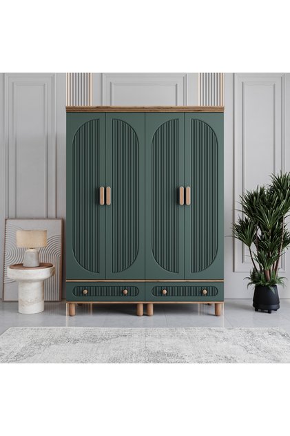 Milen 4 Kapaklı Çekmeceli Gardırop %100 MDF