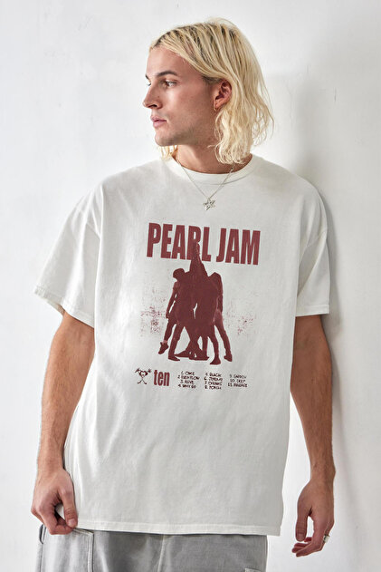 Tee&more. Unisex Oversize Retro Pearl Jam Ten Printed Premium T
