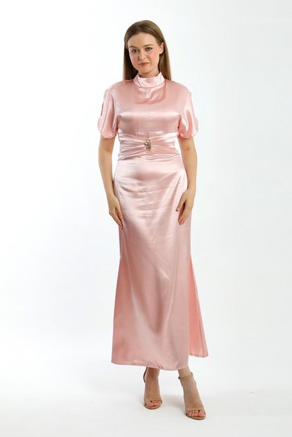 Zenera Long Satin Fabric Dress Tns-4334
