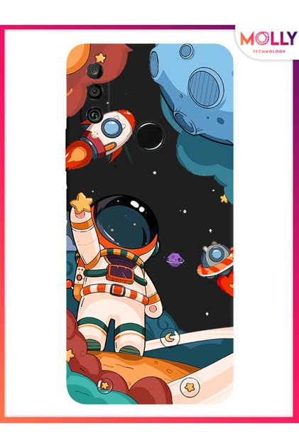 Black Cosmic Salute Pattern Silicone Case for Huawei P30 Lite