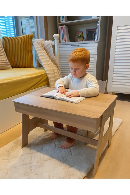 MDF Çocuk Aktivite Masası | Açılabilir Kapaklı | Ergonomik Tasarım | 1 Sandalye 1 Masa
