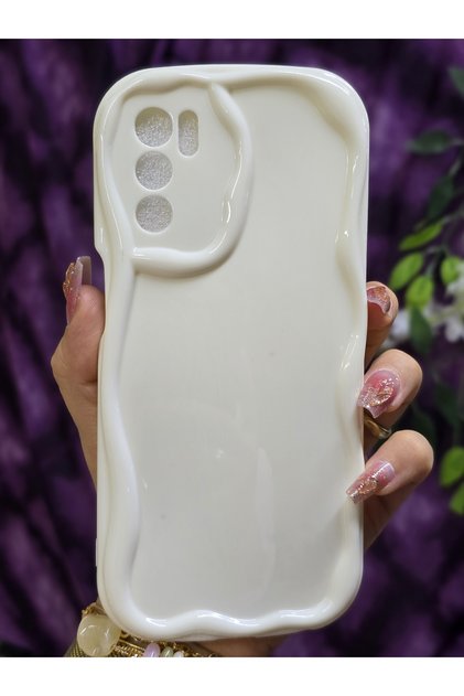 Oppo A16 Compatible 3D Wave Edge White Phone Case