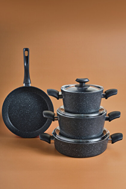 KARACA Love Of Kitchen - Griglia/Padella Doppia In Granito 30 Cm Con 2 Guanti Da Forno - Antiaderente, Corpo In Ghisa, Lavabile In Lavastoviglie