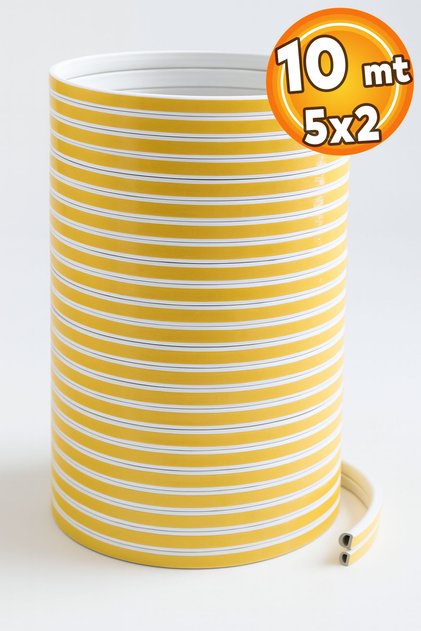 Yapışkanlı 5x2=10 Metre (BEYAZ) Kapı Pencere Bandı Fitili Soğuk Izolasyon Kauçuk Bantları