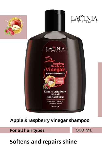 Apple and Raspberry Vinegar Shampoo 300 ml with Anti-Hair Loss and Hair Nourishing Properties