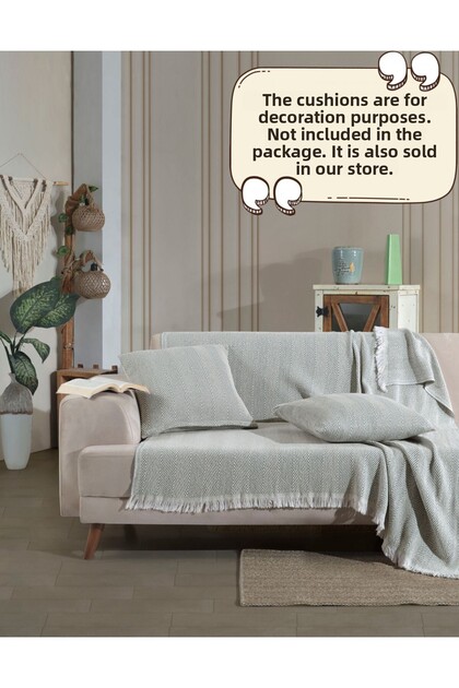 Lily B.Green Sofa Cover 150 X 200 cm Sofa Bed Couch Cover Shawl Cotton Tufted