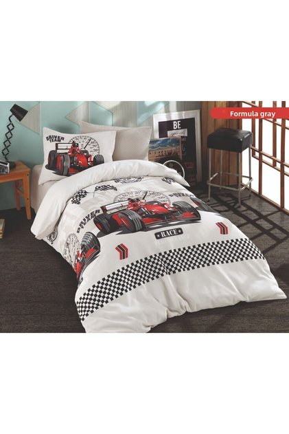 Single Duvet Cover Set Boys Sport Cars with Trolley Red