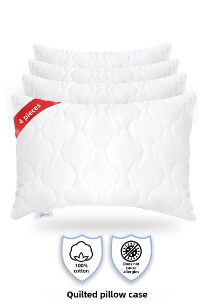 100% Cotton Quilted 4-Piece Pillow Mat Pad Protective Cover (50X70 CM)