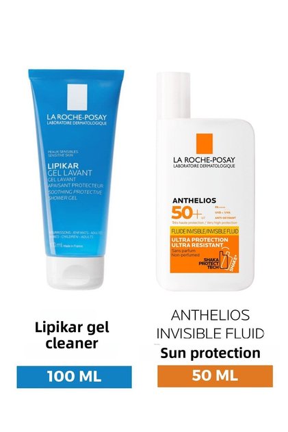 Anthelios Shaka Fluid Face Sunscreen - SPF 50 + Lipikar Gel 100 ml