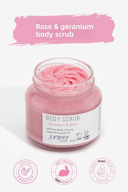 Rose & Geranium Body Peeling - Purifying, Moisturizing, Vegan - 210 ml