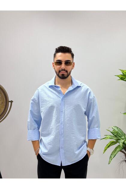 Men's New Season Trend Louis Fabric Non-Sweating Non-Sticking Draped Oversize Shirt