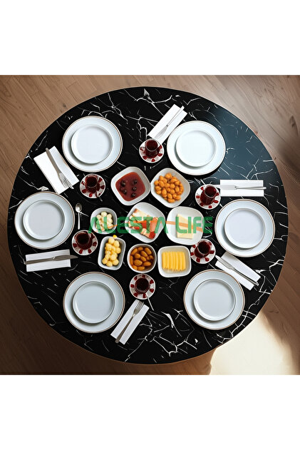 Alesta Life 100 Cm Çap - Siyah Desenli Katlanabilir Yer Sofrası