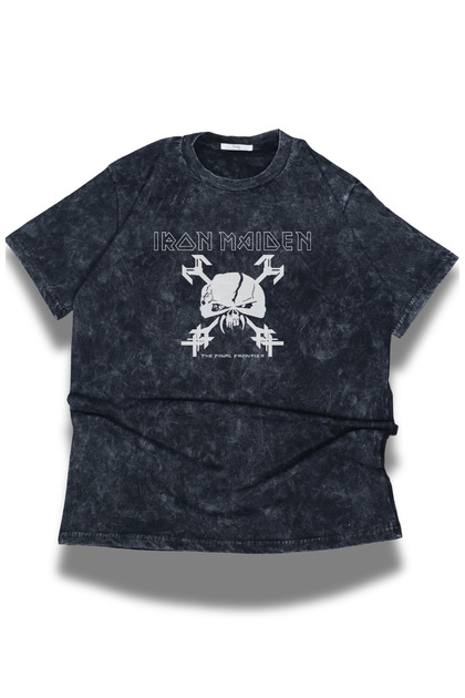 Fuddy Moda Unisex Iron Maiden Sırt Baskılı Yıkamalı Tişört