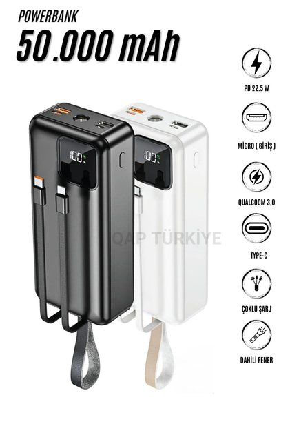 50000 Mah Pd 22,5w 3.0 Qualcomm Hızlı Şarj Power Bank Turbo Hızlı Pd Iphone Xiaomi