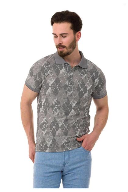 Ct452 polo collar diamond patterned men's t-shirt