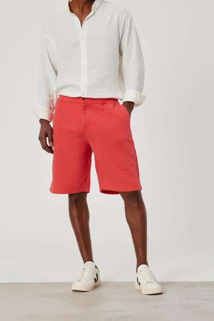 Men's Shorts Pomegranate Flower Linen Loose Fit