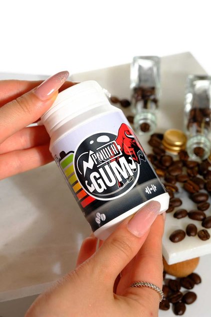 Power Guarana, Ginseng, Kafein ve Taurin İçeren Dolgulu Sakız