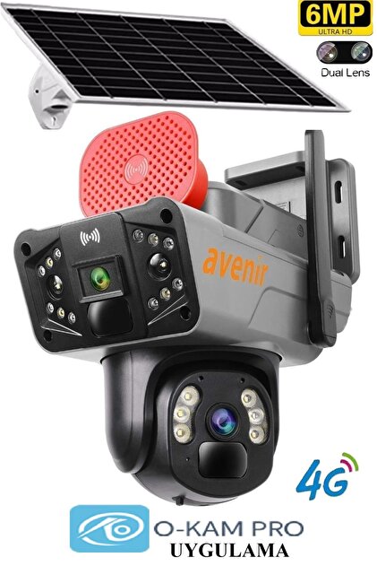 Avenir Güneş Enerjili Sim Kartlı 4g 6mp Solar Güvenlik Kamerası